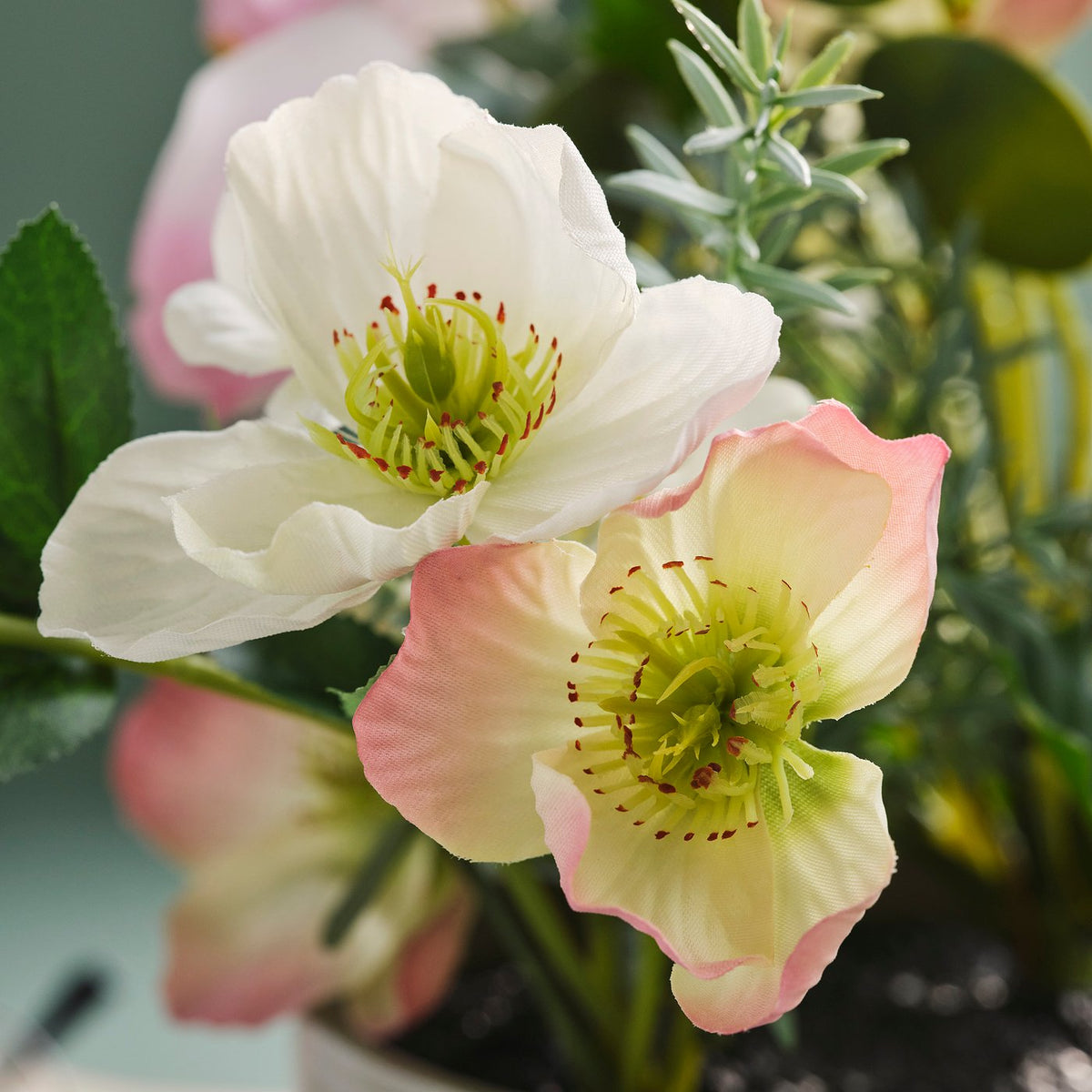 FEJKA artificial flower arrangement, in/outdoor pink/white, 15 cm