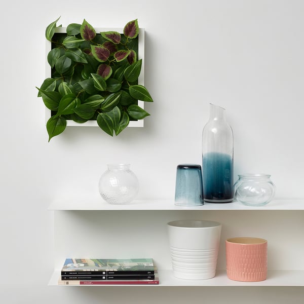 FEJKA - FEJKA Artificial plant, wall mounted/in/outdoor green/lilac, 26x26 cm