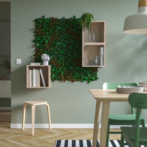 FEJKA - FEJKA Artificial plant, wall mounted/in/outdoor green/lilac, 26x26 cm