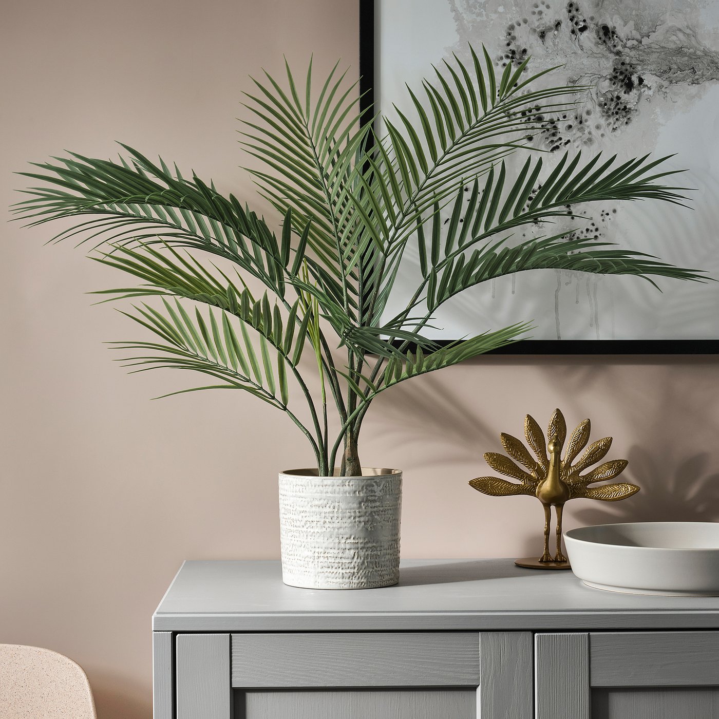 FEJKA artificial potted plant, in/outdoor Areca palm, 12 cm