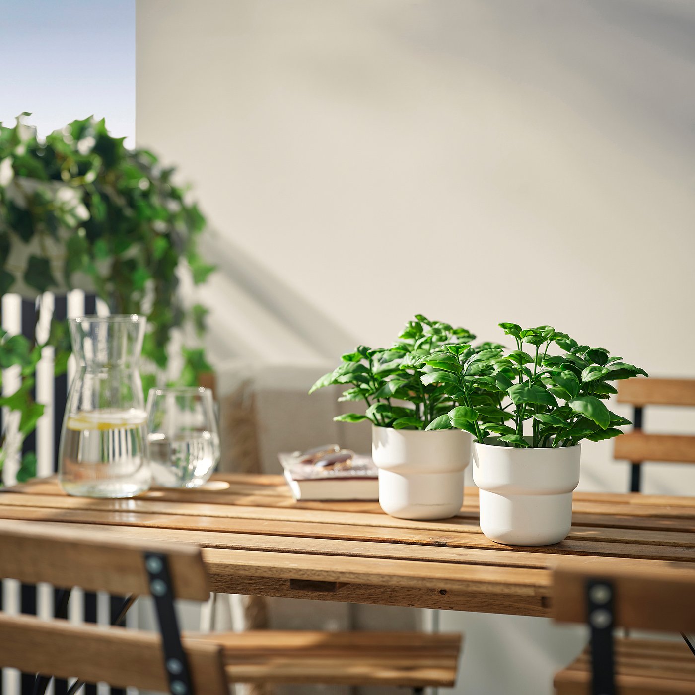 FEJKA artificial potted plant, in/outdoor/basil, 9 cm