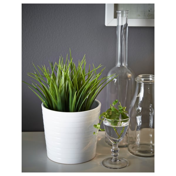 FEJKA artificial potted plant, in/outdoor grass, 9 cm