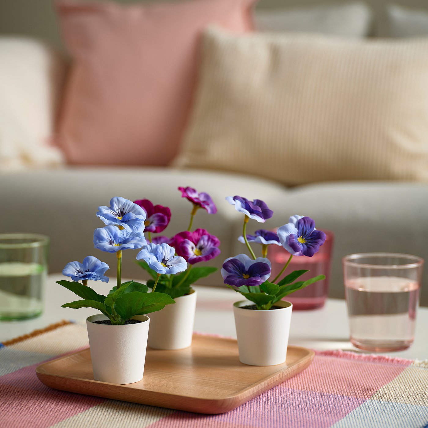 FEJKA artificial potted plant, in/outdoor/Pansy, 6 cm