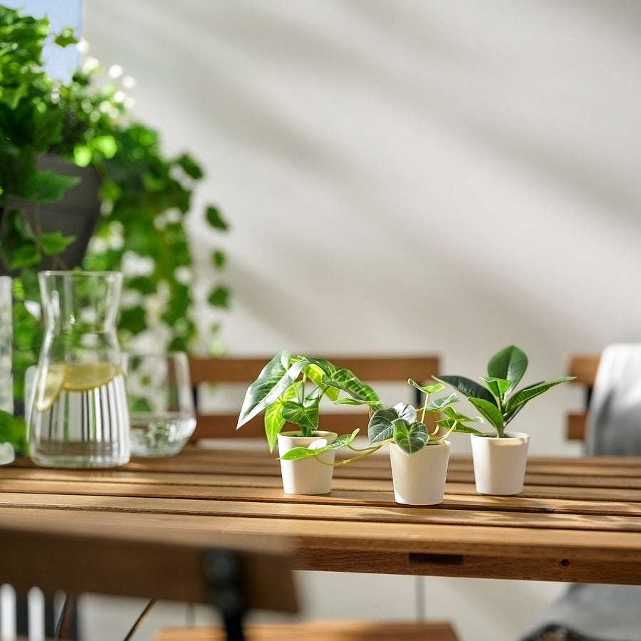 FEJKA artificial potted plant, set of 3, in/outdoor leaf