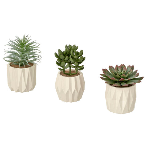 FEJKA artificial potted plant, set of 3, in/outdoor Succulent