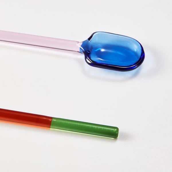 FENGÖMMARE set of 2 spoons, glass/multicolor, 16 cm