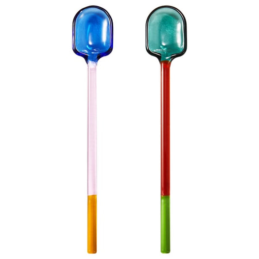 FENGÖMMARE set of 2 spoons, glass/multicolor, 16 cm