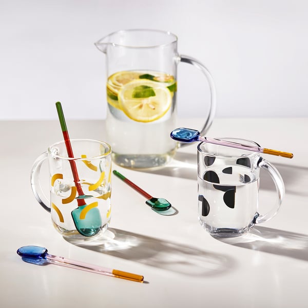FENGÖMMARE set of 2 spoons, glass/multicolor, 16 cm
