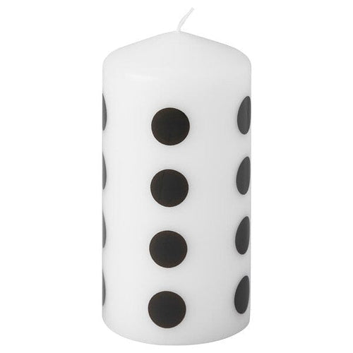 FENOMEN unscented pillar candle, dotted/black white, 6.8 cm