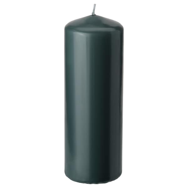 FENOMEN - Unscented pillar candle, dark grey-green, 19 cm