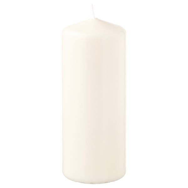 FENOMEN unscented pillar candle, natural, 14 cm 45 hr