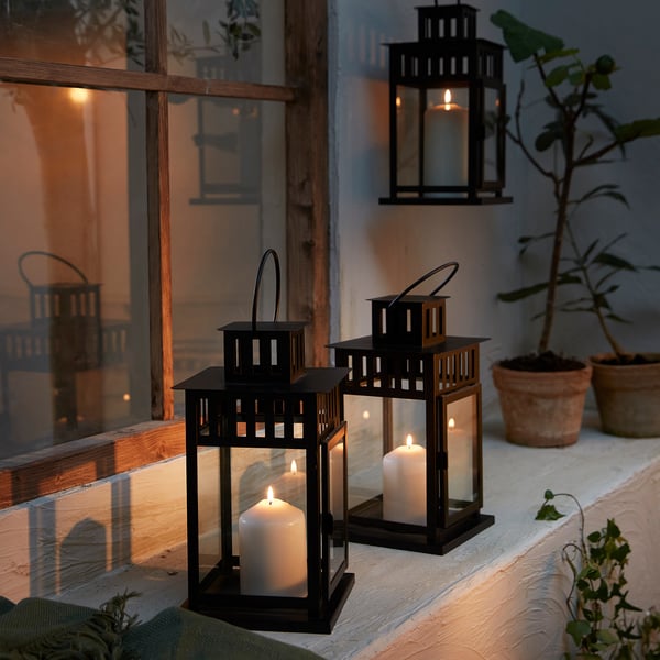 FENOMEN - FENOMEN Unscented pillar candle, natural, 14 cm