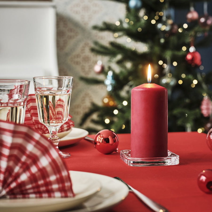 FENOMEN unscented pillar candle, red, 14 cm