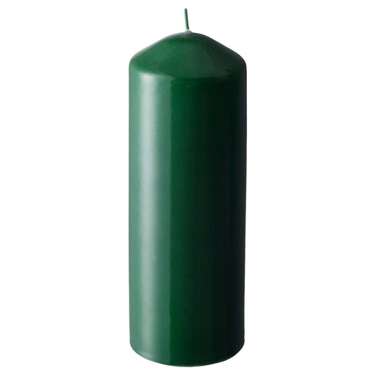 FENOMEN unscented pillar candle, green, 19 cm