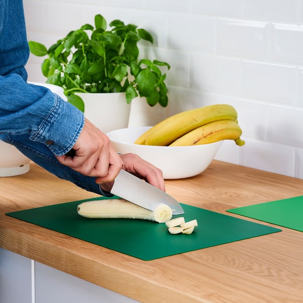 FINFÖRDELA bendable chopping board, green/bright green, 28x36 cm, 2 pack