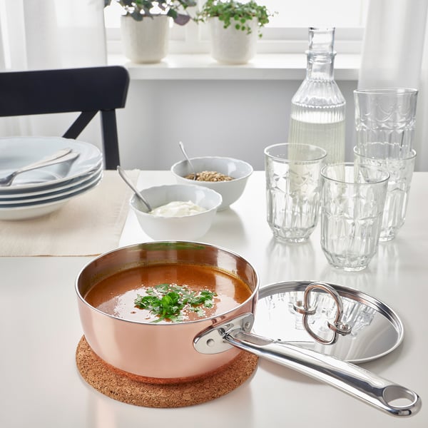 FINMAT saucepan with lid, copper/stainless steel, 1.5 l