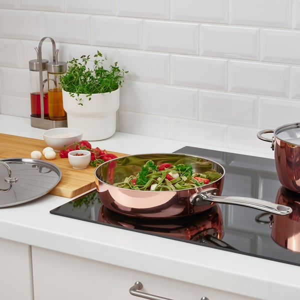 FINMAT sauté pan with lid, copper/stainless steel, 25 cm