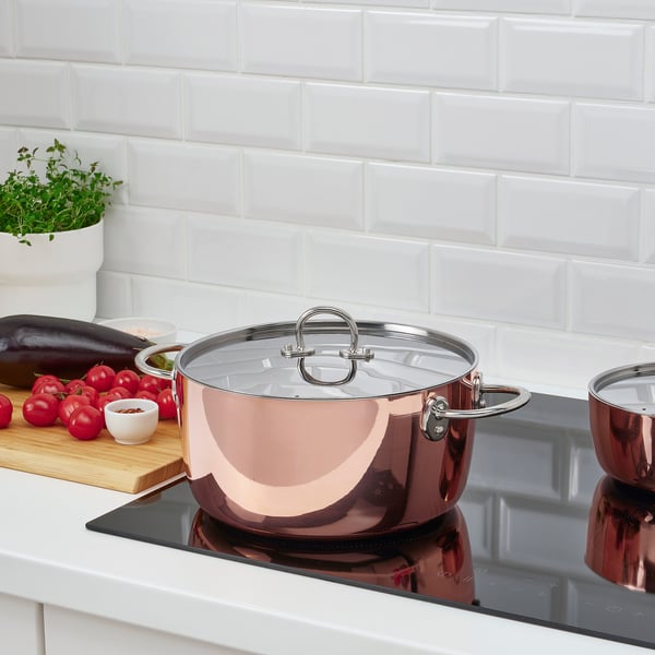 FINMAT pot with lid, copper/stainless steel, 5 l