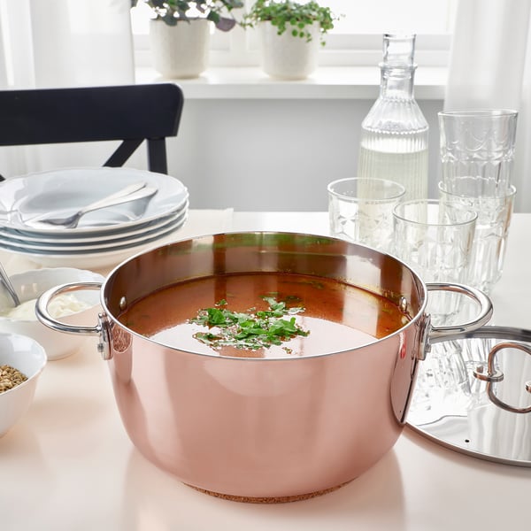 FINMAT pot with lid, copper/stainless steel, 5 l