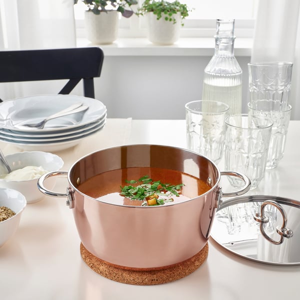 FINMAT pot with lid, copper/stainless steel, 3 l