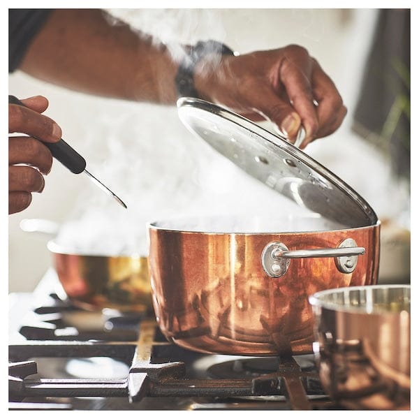 Ikea FINMAT - Pot with lid, copper/stainless steel, 3 l