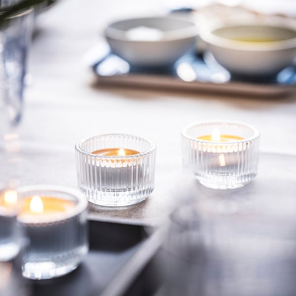 FINSMAK tealight holder, clear glass, 3.5 cm
