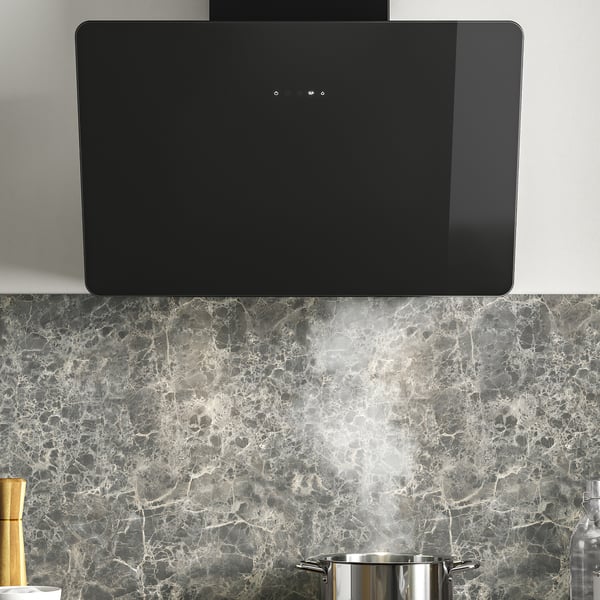FINSMAKARE wall mounted extractor hood, black, 70 cm