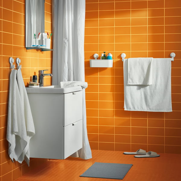FINTSEN bath mat, grey, 40x60 cm