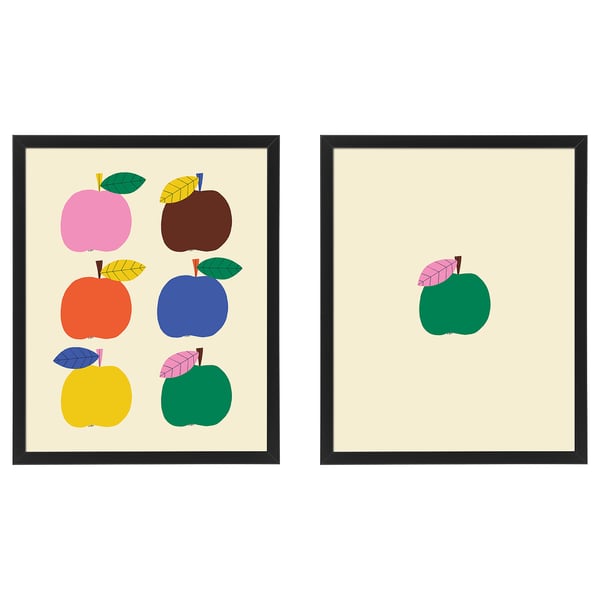 FISKBO frame with poster, apple game, 40x50 cm, 2 pack