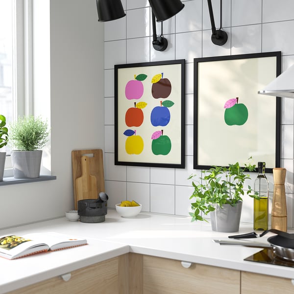 FISKBO frame with poster, apple game, 40x50 cm, 2 pack