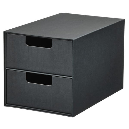 FJÄDERHARV mini chest with 2 drawers, anthracite, 16x25 cm