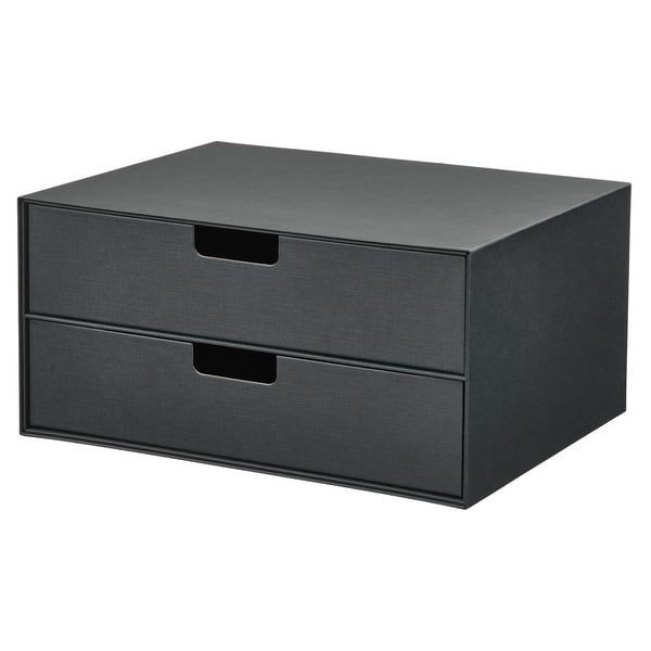FJÄDERHARV mini chest with 2 drawers, anthracite, 32x25 cm