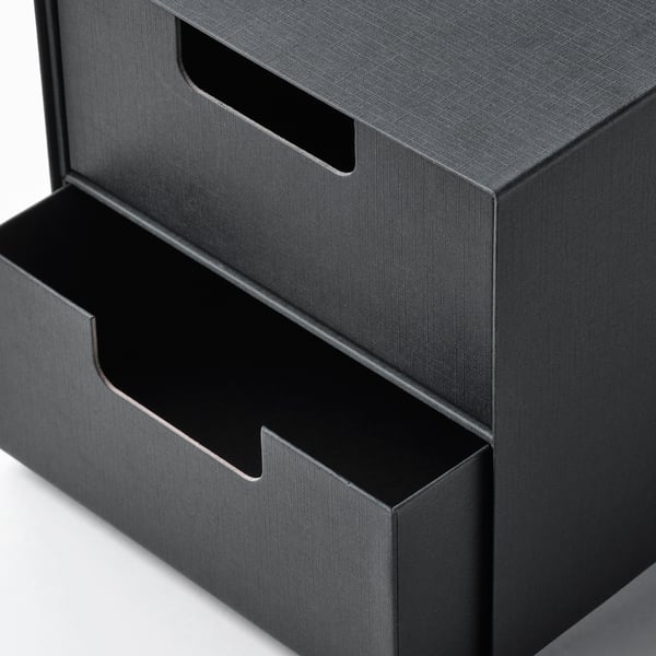 FJÄDERHARV mini chest with 2 drawers, anthracite, 16x25 cm