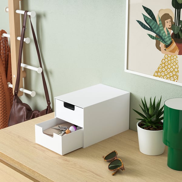 FJÄDERHARV mini chest with 2 drawers, white, 16x25 cm