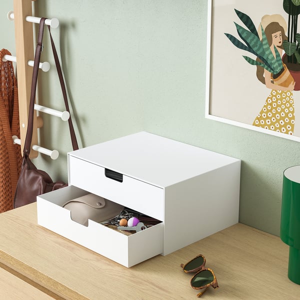 FJÄDERHARV mini chest with 2 drawers, white, 32x25 cm