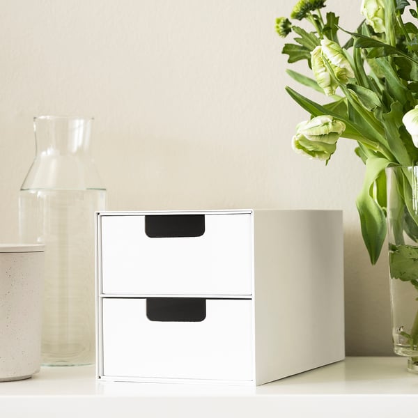 FJÄDERHARV mini chest with 2 drawers, white, 16x25 cm