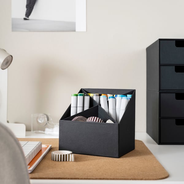 FJÄDERHARV desk organiser, anthracite, 16x16 cm