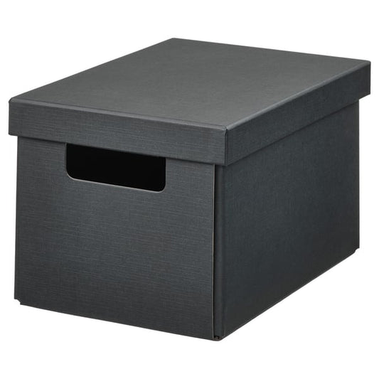 FJÄDERHARV - FJÄDERHARV Storage box with lid, anthracite, 18x25x16 cm