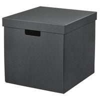 FJÄDERHARV storage box with lid, anthracite, 32x35x31 cm