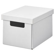 FJÄDERHARV storage box with lid, white, 18x25x16 cm