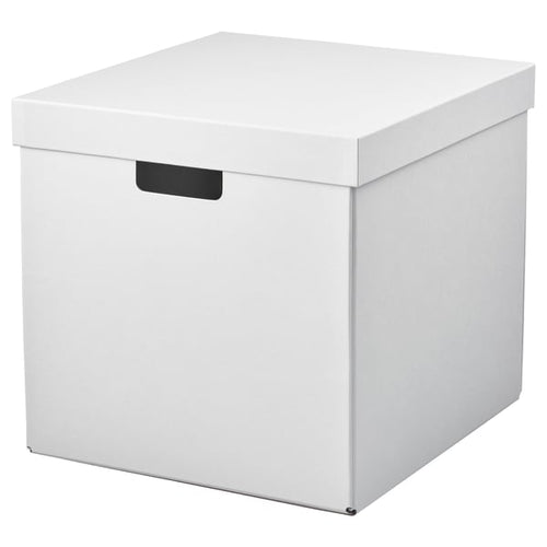 FJÄDERHARV - FJÄDERHARV Storage box with lid, white, 32x35x31 cm