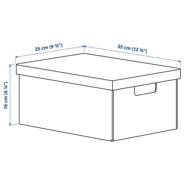 FJÄDERHARV storage box with lid, white, 25x35x16 cm