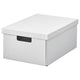 FJÄDERHARV storage box with lid, white, 25x35x16 cm