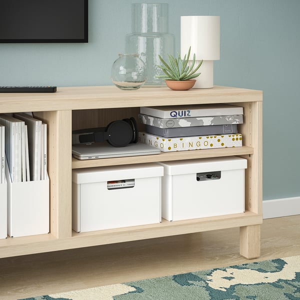 FJÄDERHARV storage box with lid, white, 25x35x16 cm