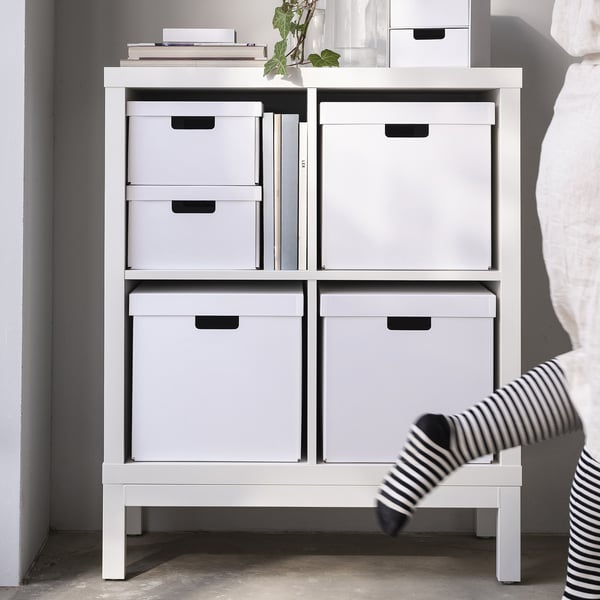 FJÄDERHARV storage box with lid, white, 32x35x31 cm