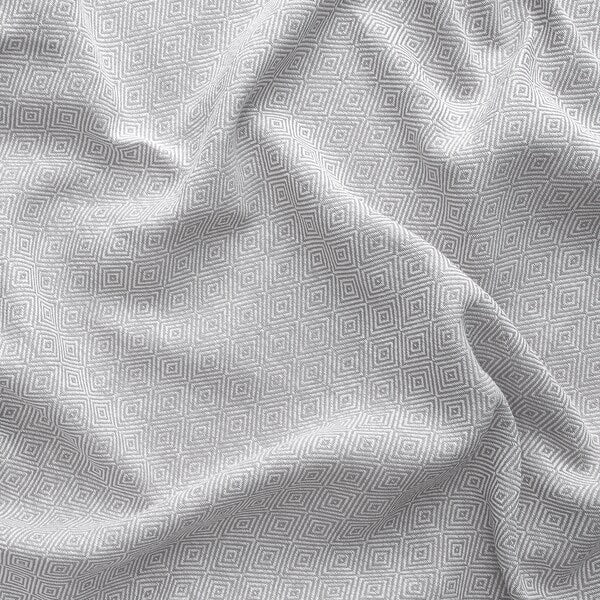 FJÄDERMOTT curtains, 1 pair, white/grey/with heading tape, 145x300 cm