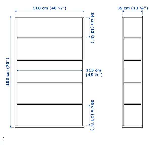 FJÄLKINGE - Shelving unit, white, 118x193 cm