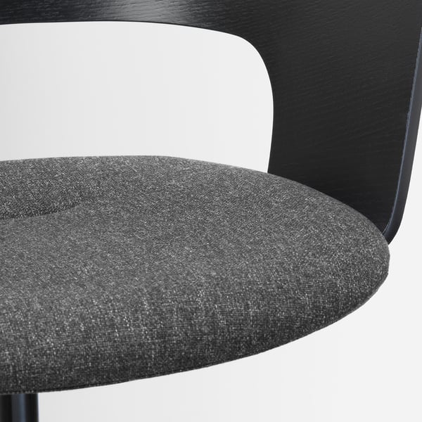 FJÄLLBERGET conference chair with castors, black stained ash veneer/Gunnared dark grey, 71 cm