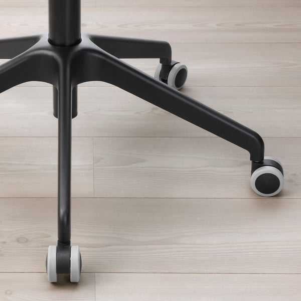 FJÄLLBERGET conference chair with castors, black stained ash veneer/Gunnared dark grey, 71 cm