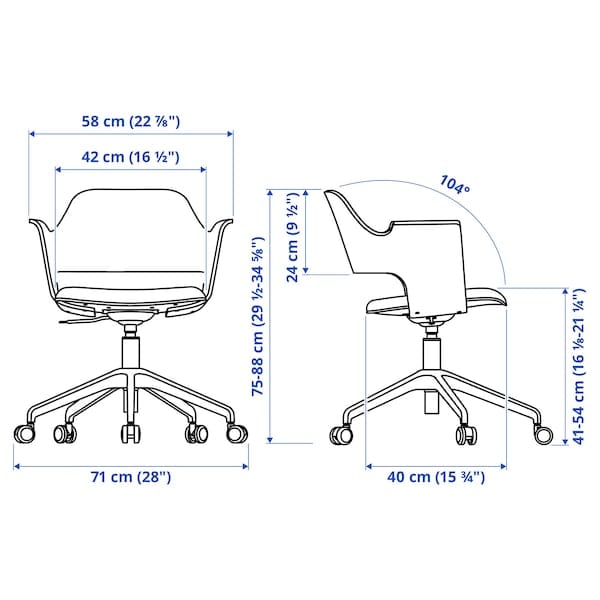 Ikea FJÄLLBERGET Conference chair, black stained ash veneer/Gunnared dark grey ,